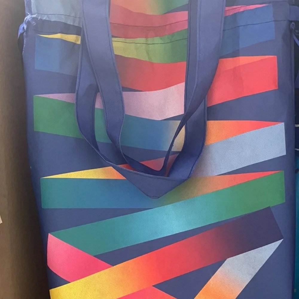 EUC 1 Amazon Multicolor Reusable Drawstring W/Shoulder Strap Satchel Gift Bag